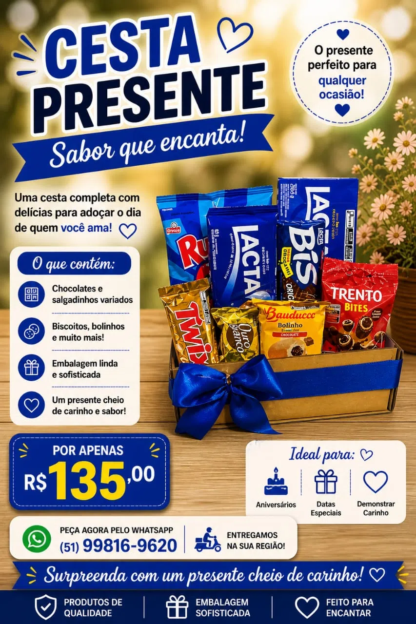Cesta para presente feminino ou masculino