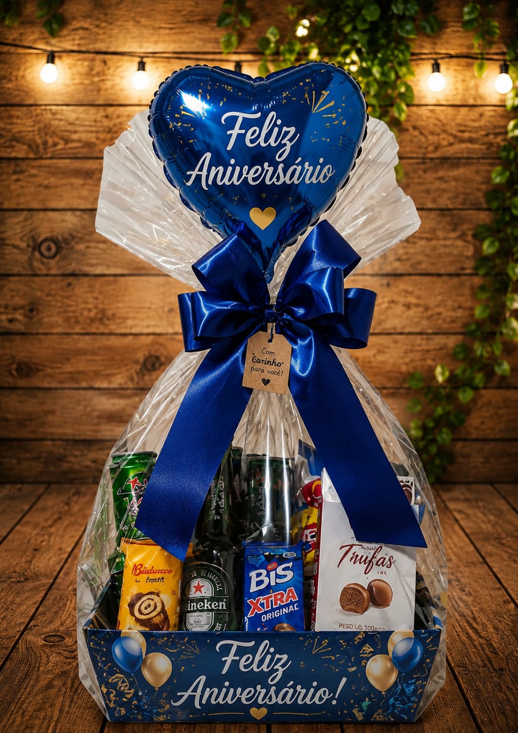 Cesta Aniversário Azul Trufas